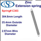 Zinc Extension Spring 317.5mm Long (26.97 OD x 2.67 WD) C305 from Century