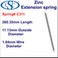 Zinc Extension Spring 215.9mm Long (12.7 OD x 1.19 WD) C313 from Century