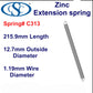 Zinc Extension Spring 215.9mm Long (11.13 OD x 1.19 WD) C315 from Century