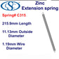 Zinc Extension Spring 215.9 mm Long (15.88 OD x 2.31 WD) C317 from Century