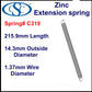 Zinc Extension Spring 215.9mm Long (15.88 OD x 1.57 WD) C321 from Century