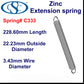 Zinc Extension Spring  215.9mm Long (25.40 OD x 2.03 WD) C335 from Century