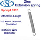Zinc Extension Spring  254mm Long (31.75 OD x 3.76 WD) C339 from Century