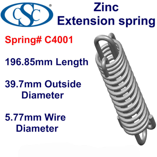 Zinc Extension Spring  196.85mm Long (39.7 OD x 5.77 WD) C4001 from Century (Copy)