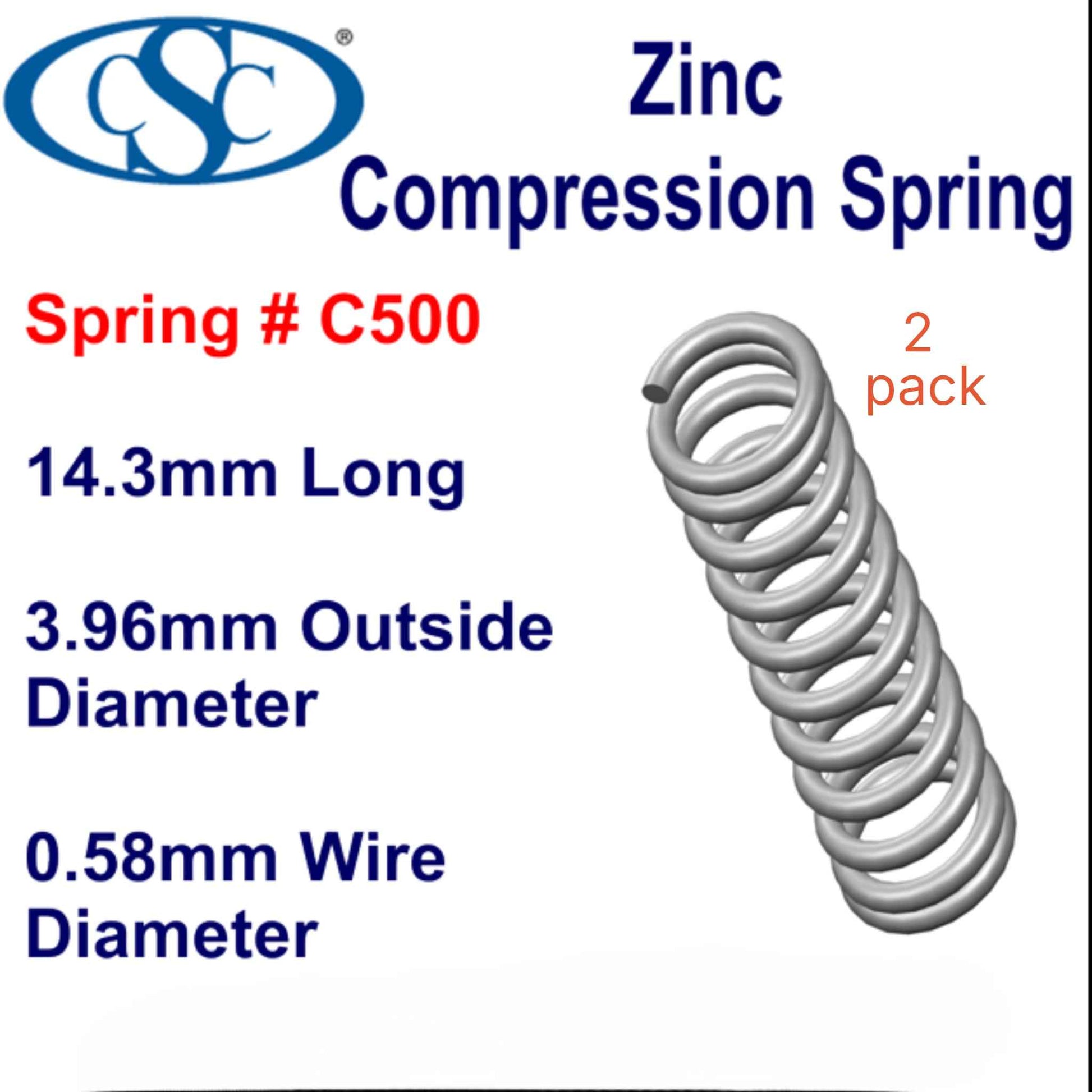 Zinc Compression Spring 12.7mm Long (3.96 OD x 0.76 WD) C502 (2 pack) from Century