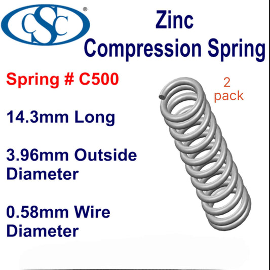 Zinc Compression Spring 12.7mm Long (3.96 OD x 0.76 WD) C502 (2 pack) from Century
