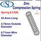 Zinc Compression Spring  25.4mm Long (5.56 OD x 0.51 WD) C530 (2 pack) from Century