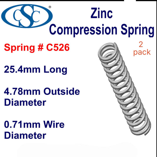 Zinc Compression Spring  25.4mm Long (5.56 OD x 0.51 WD) C530 (2 pack) from Century