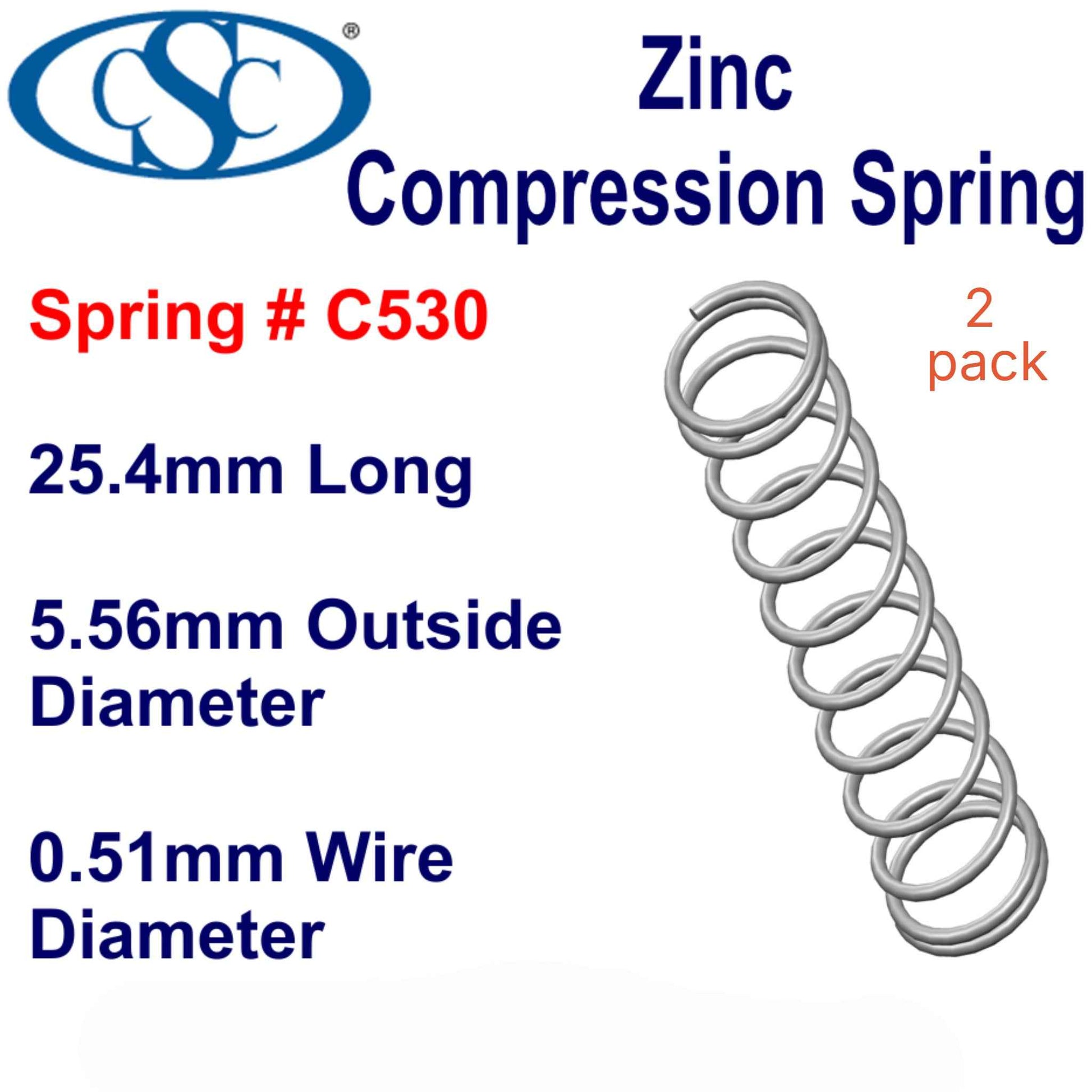 Zinc Compression Spring  25.4mm Long (4.78 OD x 0.33 WD ) C532 (2 pack) from Century