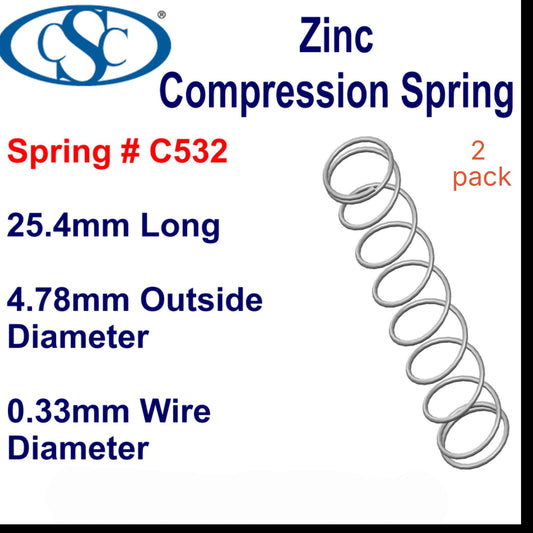 Zinc Compression Spring  25.4mm Long (4.78 OD x 0.41 WD) C550 (2 pack) from Century