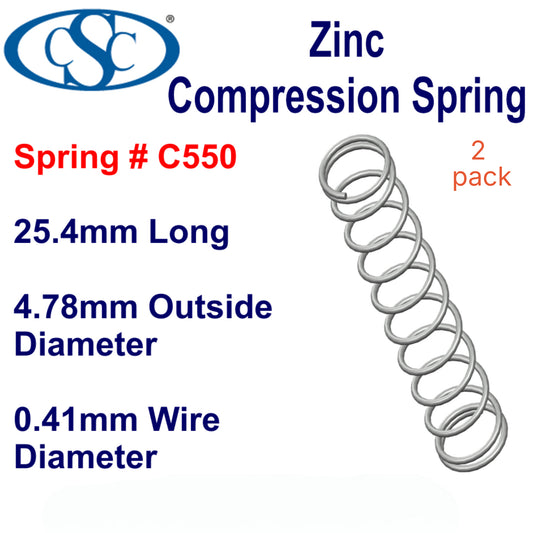 Zinc Compression Spring  25.4mm Long (4.78 OD x 0.41 WD) C550 (2 pack) from Century