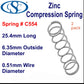 Zinc Compression Spring  15.88mm Long (7.95 OD x 0.66 WD) C556 (2 pack) from Century