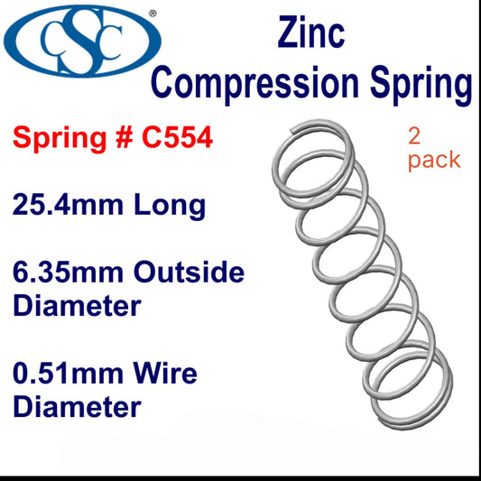 Zinc Compression Spring  15.88mm Long (7.95 OD x 0.66 WD) C556 (2 pack) from Century