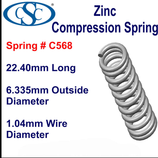 Zinc Compression Spring 34.93mm Long (3.18 OD x 0.36 WD) C570 (2 pack) from Century