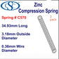 Zinc Compression Spring 34.93mm Long (3.96 OD x 0.41 WD) C576 (2 pack) from Century