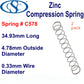 Zinc Compression Spring  34.93mm Long (4.78 OD x 0.33 WD) C578 (2 pack) from Century