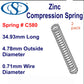 Zinc Compression Spring 34.93mm Long  (4.78 OD x 0.71 WD C580 (2 pack) from Century