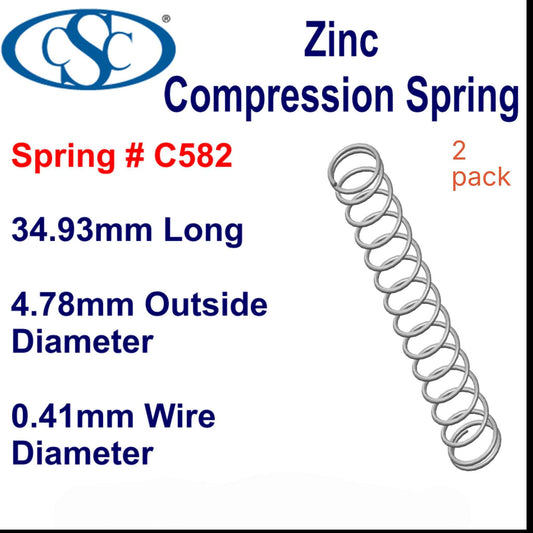 Zinc Compression Spring 34.93mm Long (4.78 OD x 0.41 WD) C582 (2 pack) from Century