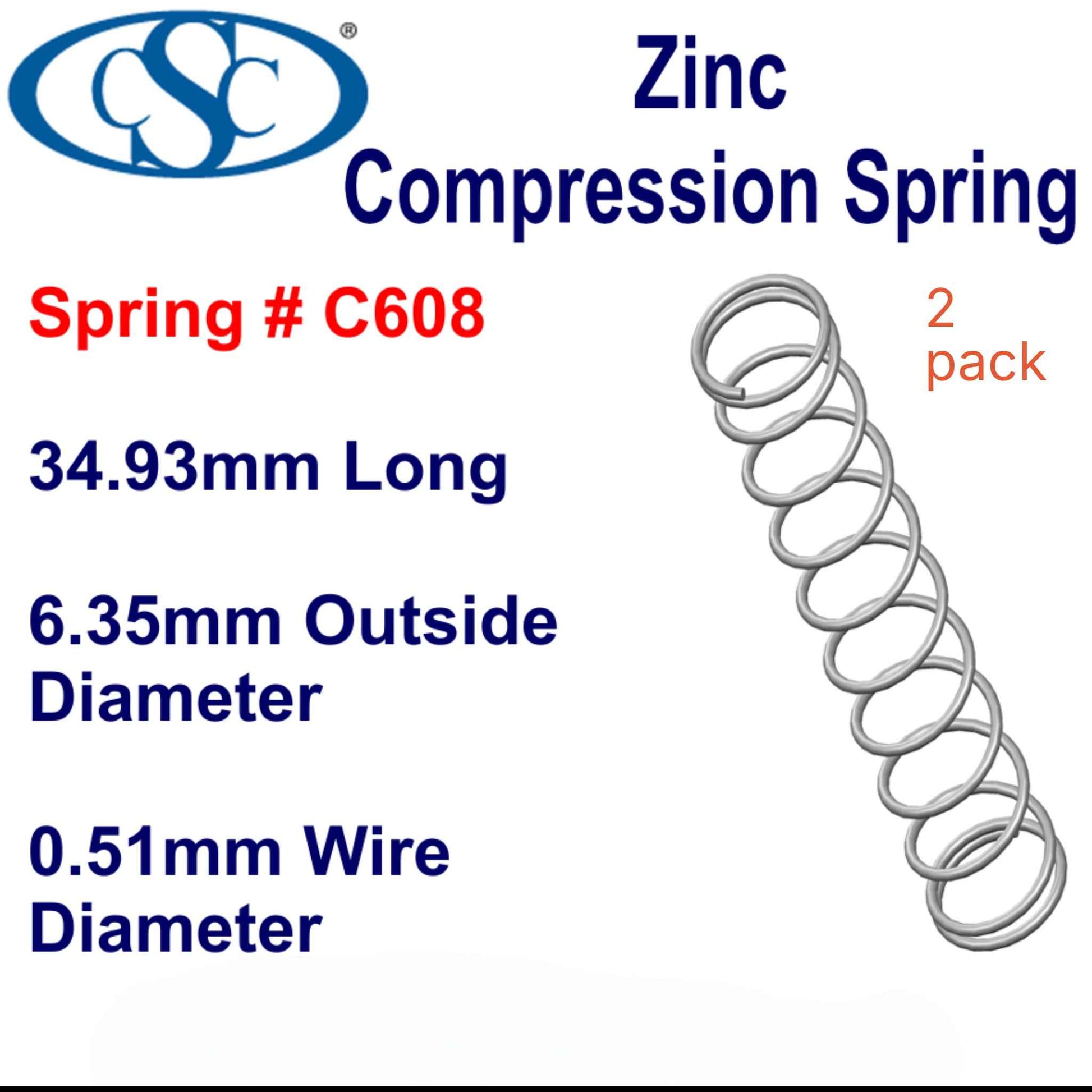 Zinc Compression Spring 34.93mm Long (6.35 OD x 0.51 WD) C608 (2 pack) from Century
