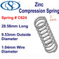 Zinc Compression Spring 28.58mm Long (9.53 OD x 1.04 WD) C624 (2 pack) from Century