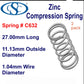 Zinc Compression Spring 27mm Long (11.13 OD x 1.04 WD) C632 (2 pack) from Century