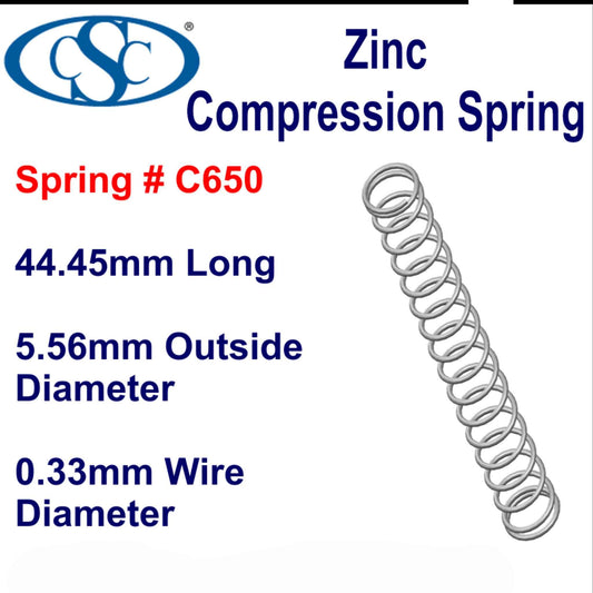 Zinc Compression Spring  44.45mm long (5.56 OD x 0.33 WD) C650 (2 pack) from Century