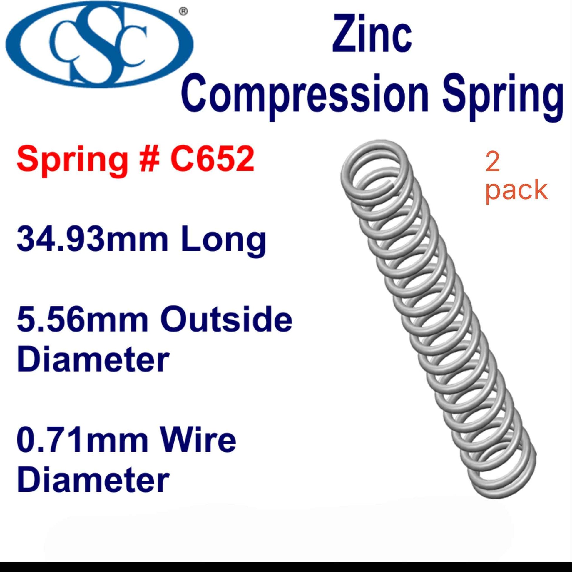 Zinc Compression Spring 34.93mm long (5.56 OD x 0.71 WD) C652 (2 pack) from Century
