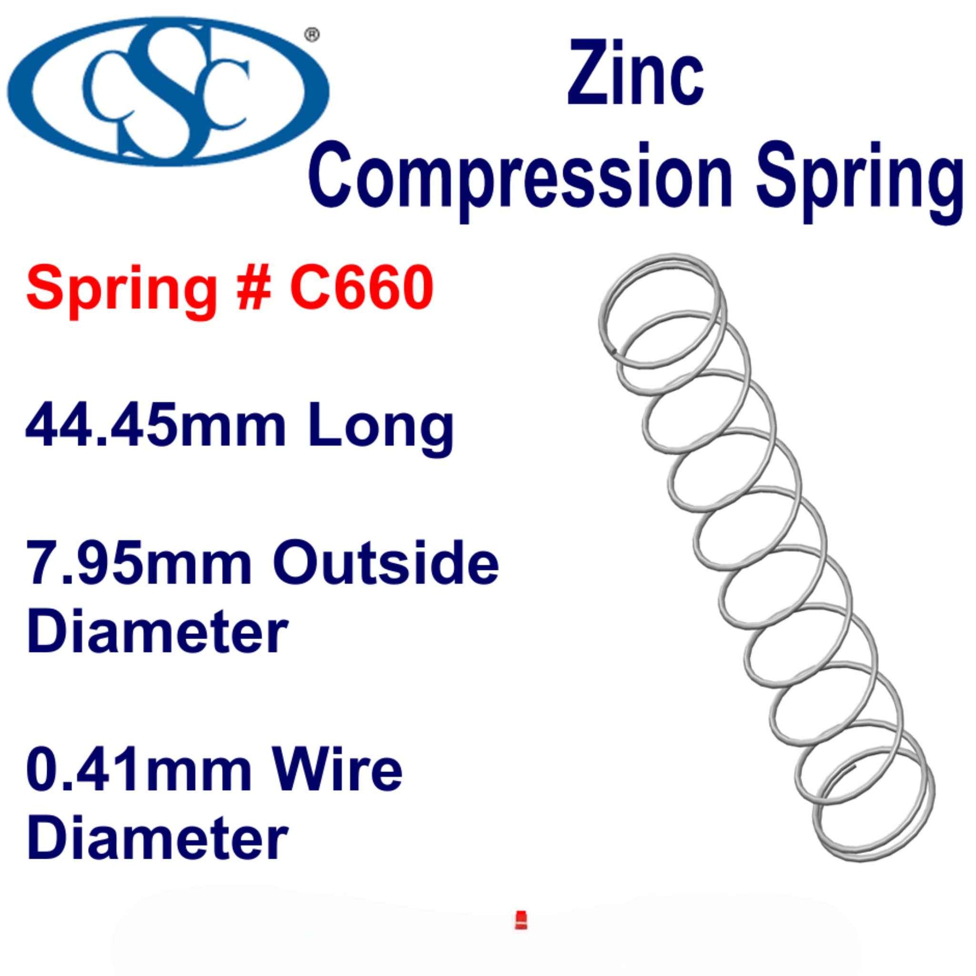 Zinc Compression Spring 44.45mm Long (7.95 OD x 0.41 WD) C660 (2 pack) from Century