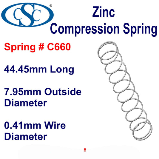Zinc Compression Spring 44.45mm Long (7.95 OD x 0.41 WD) C660 (2 pack) from Century