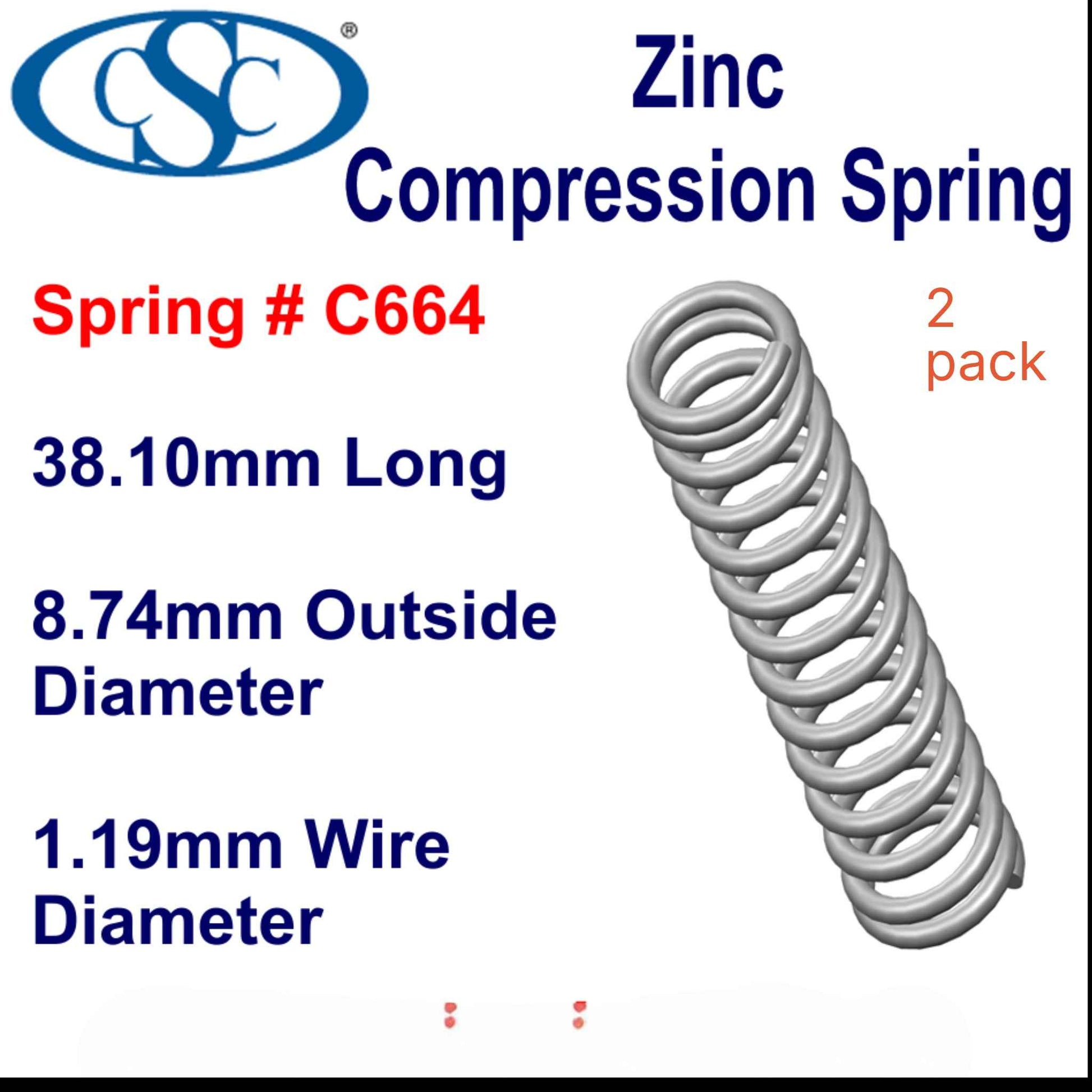 Zinc Compression Spring  38.1mm Long (8.74 OD x 1.19 WD) C664 (2 pack) from Century