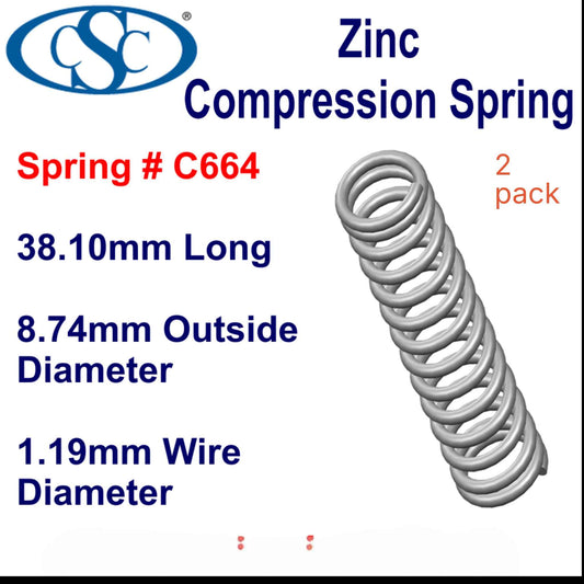 Zinc Compression Spring  38.1mm Long (8.74 OD x 1.19 WD) C664 (2 pack) from Century