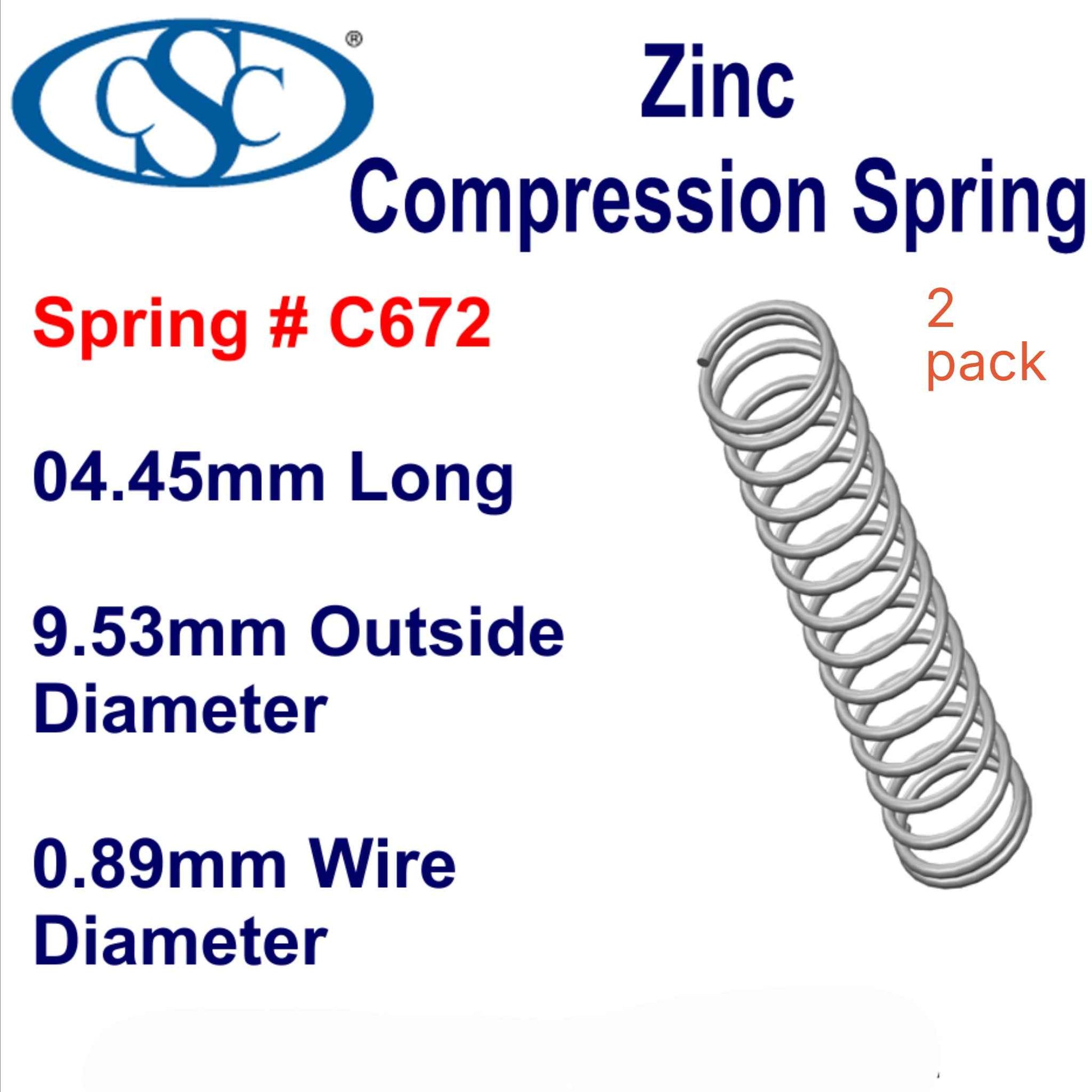 Zinc Compression Spring 4.45mm Long (9.53 OD x 0.89 WD) C672 (2 pack) from Century