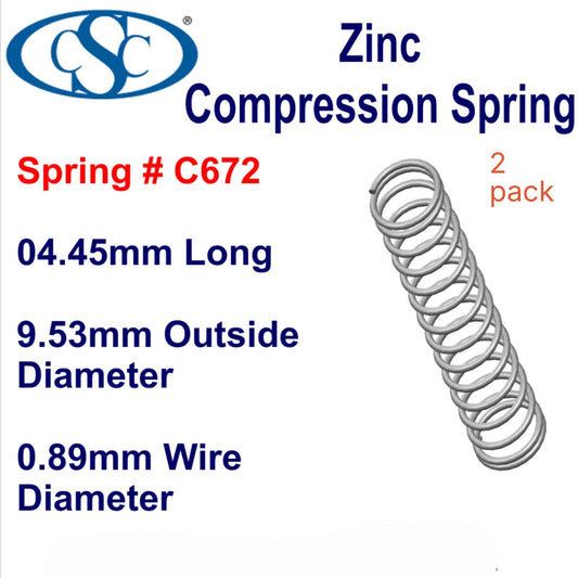 Zinc Compression Spring 4.45mm Long (9.53 OD x 0.89 WD) C672 (2 pack) from Century