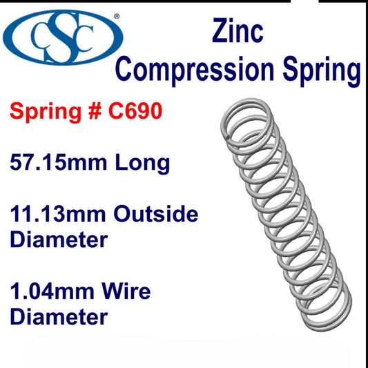 Zinc Compression Spring  38.1mm Long (15.88 OD x 1.04 WD) 692 (2 pack) from Century