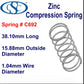 Zinc Compression Spring  25.4mm Long (12.7 OD x 1.57 WD) C700 (each) from Century