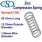 Zinc Compression Spring  34.93mm Long (14.3 OD x 1.83 WD) C706 (each) from Century
