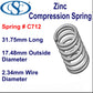 Zinc Compression Spring 57.15mm Long (9.53 OD x 1.57 WD) C714 (each) from Century