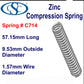 Zinc Compression Spring 44.45mm Long(12.7 OD x 1.57 WD) C720 (each) from Century