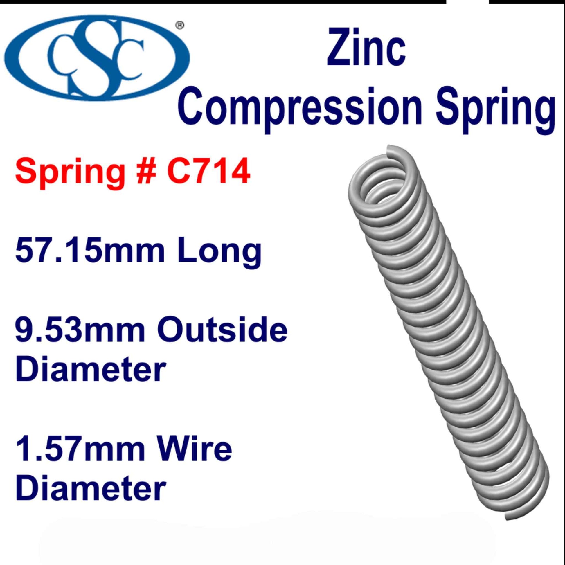 Zinc Compression Spring 44.45mm Long(12.7 OD x 1.57 WD) C720 (each) from Century