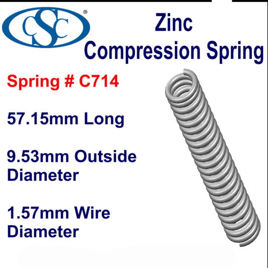 Zinc Compression Spring 44.45mm Long(12.7 OD x 1.57 WD) C720 (each) from Century