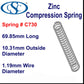 Zinc Compression Spring  69.85mm long (12.7 OD x 1.83 WD) C736 (each) from Century