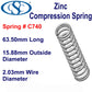 Zinc Compression Spring 69.85mm Long (15.88 OD x 1.37 WD) C742 (each) from Century
