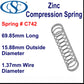 Zinc Compression Spring 50.8mm Long (19.05 OD x 2.03 WD) C750 (each) from Century