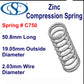 Zinc Compression Spring 88.9mm long (18.26 OD x 1.04 WD) C756 (each) from Century