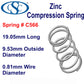 Zinc Compression Spring 63.5mm long (34.93 OD x 3.43 WD) C884 (each) from Century