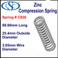 Zinc Compression Spring  88.9mm Long(19.05 OD x 2.03 WD) C838 (each) from Century