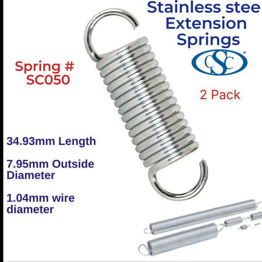 Stainless Steel Extension Spring 41.28mm Long (7.95 OD x 0.81 WD) SC052 (2 Pack) from Century
