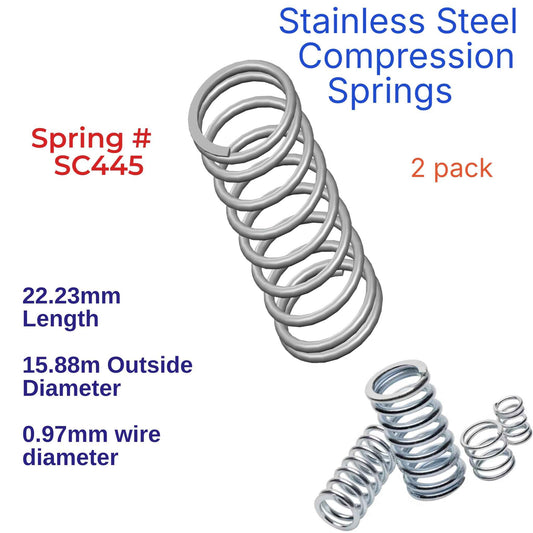 Stainless Steel Compression Spring 28.58mm Long (15.88 OD x 1.7 WD) C447 (2 Pack) from Century
