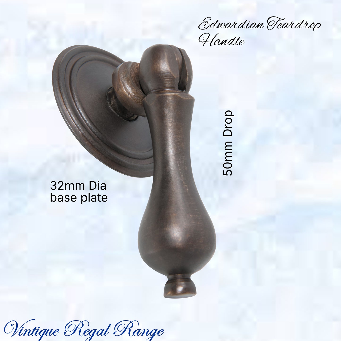 Edwardian Teardrop Antiqued Brass Cabinet / Drawer Handle (50mm teardrop)