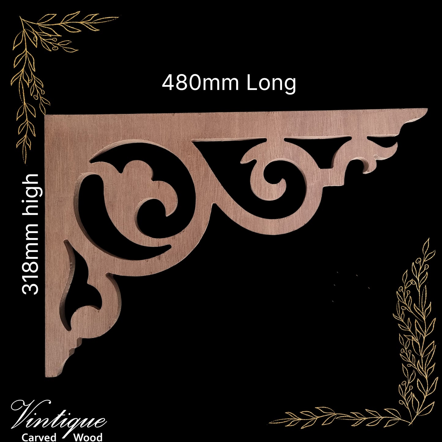 Carved wooden Lace Fretwork Corner -(FW33)480mm x 318mm